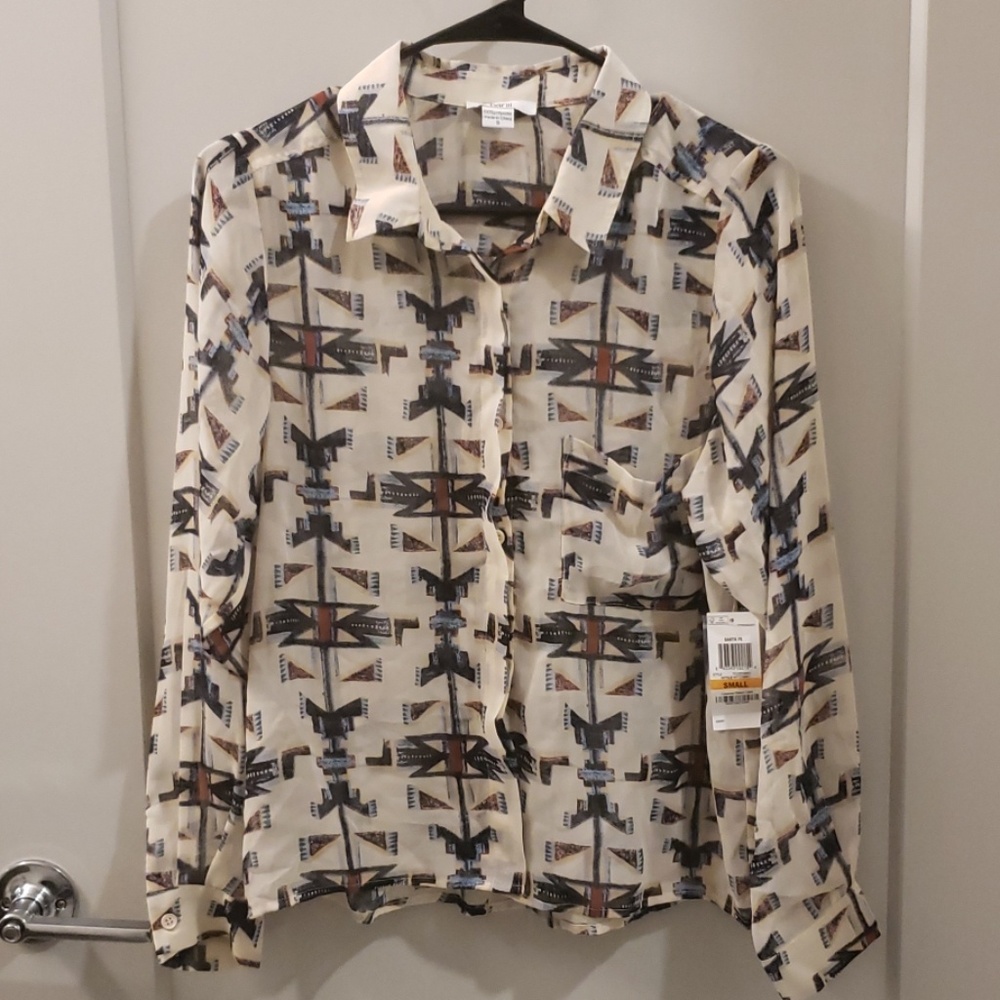 Bar III women's printed botton down blouse (Small)